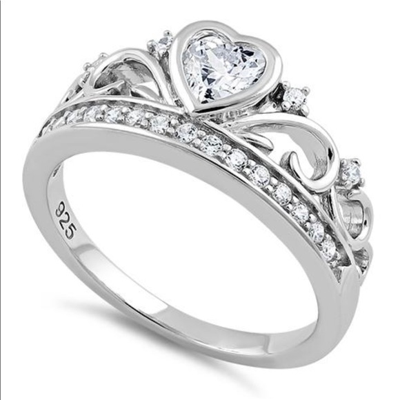 Heart Crown Clear CZ Ring 👑 - Picture 1 of 5